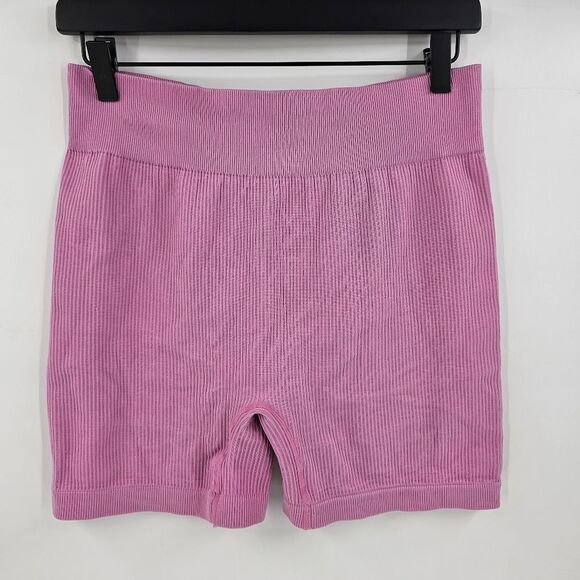 Spandex gym shorts pink stretch high waist large athletic running - Picture 1 of 3